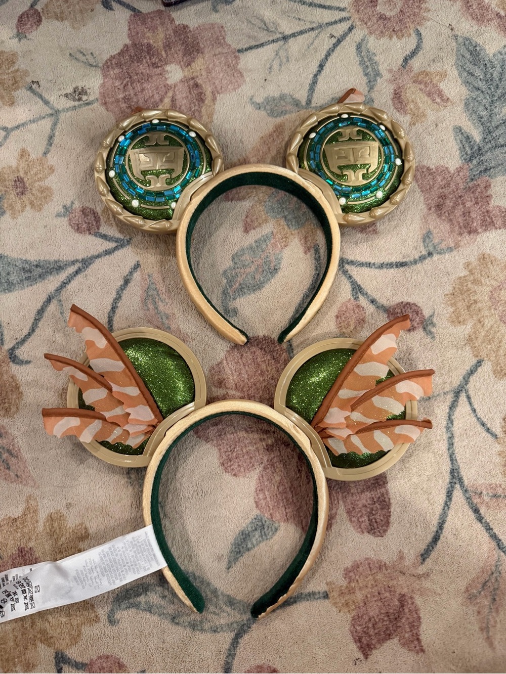 Pair of Green & Gold Wakanda Minnie Character Ear Headband - Unbranded